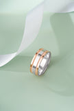 Premium 925 Sterling Silver Ring with Rose Gold Finish – Elegant Stackable Couple Band