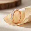 925 Sterling Silver Rose Gold Princess CZ Geometric Band Ring for Women