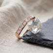 925 Sterling Silver Rose Gold Princess CZ Geometric Band Ring for Women