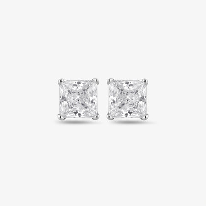 925 Sterling Silver Square Solitaire Stud Earrings for Women - Zilgi Jewels