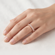 925 Sterling Silver Rose Gold Princess Cut CZ Eternity Band Ring on Amethyst Crystal.