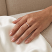 925 Sterling Silver Rose Gold Princess Cut CZ Eternity Band Ring on Amethyst Crystal.