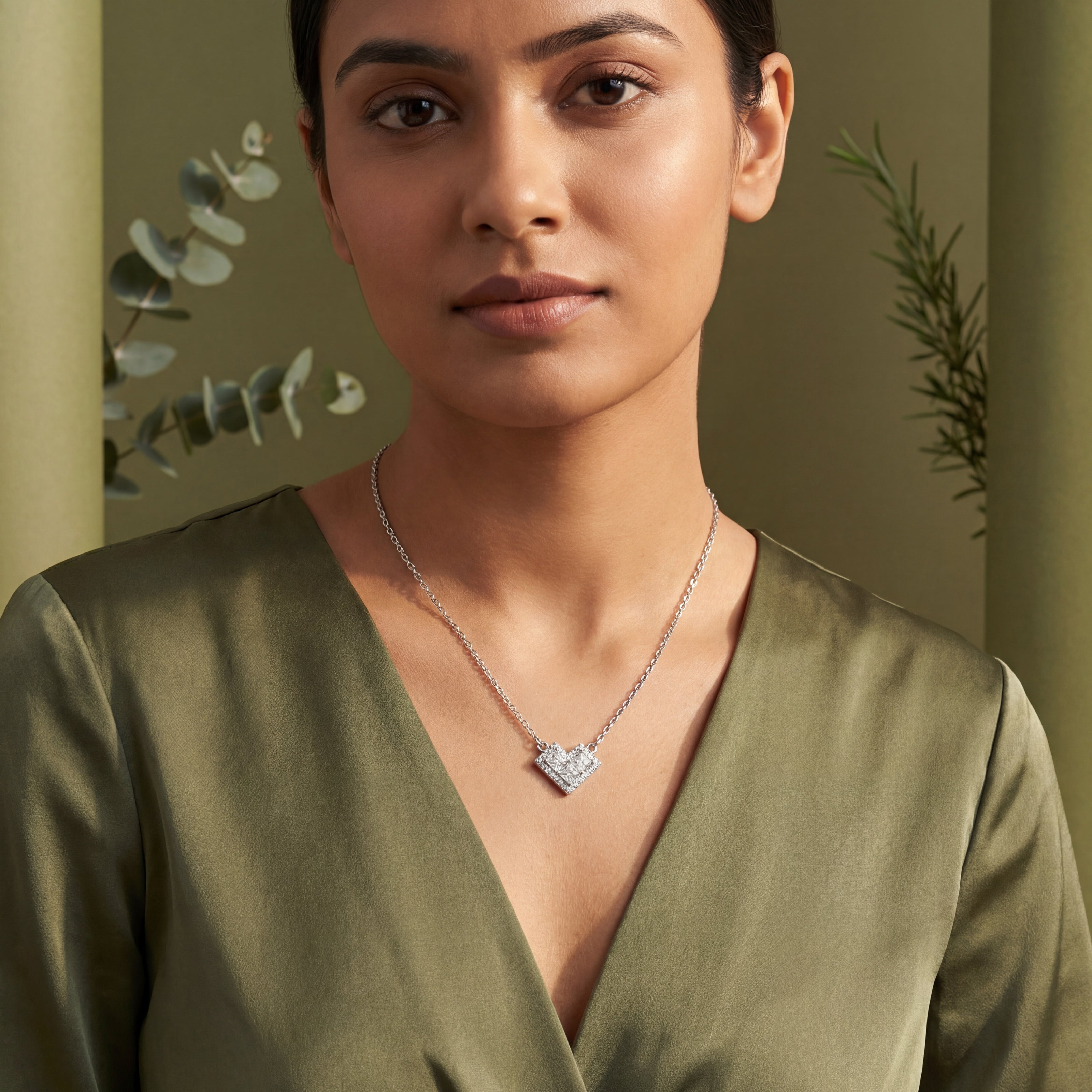 princess heart diamond 925 silver pendant chain