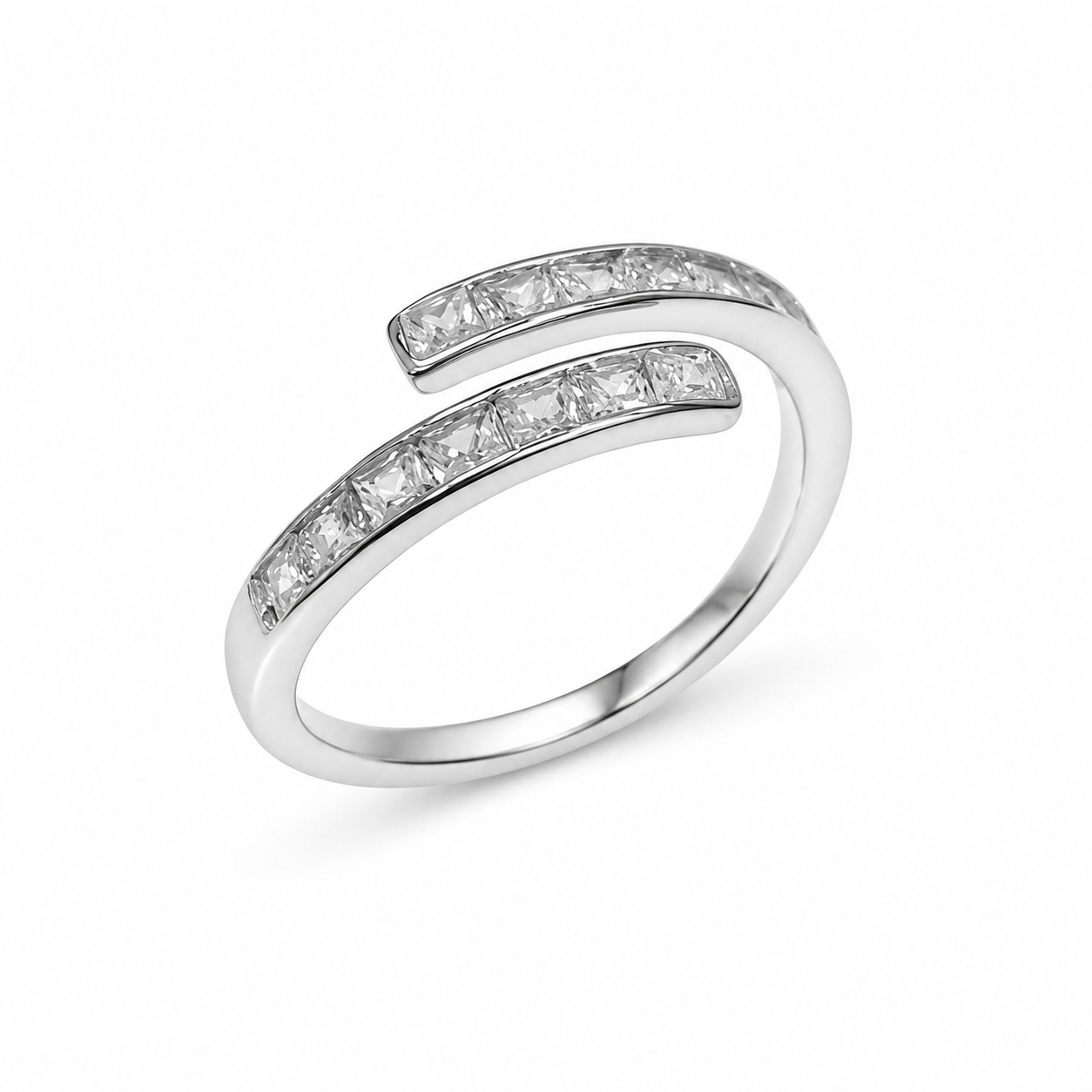 Princess CZ Open Ring in 925 Sterling Silver for Women