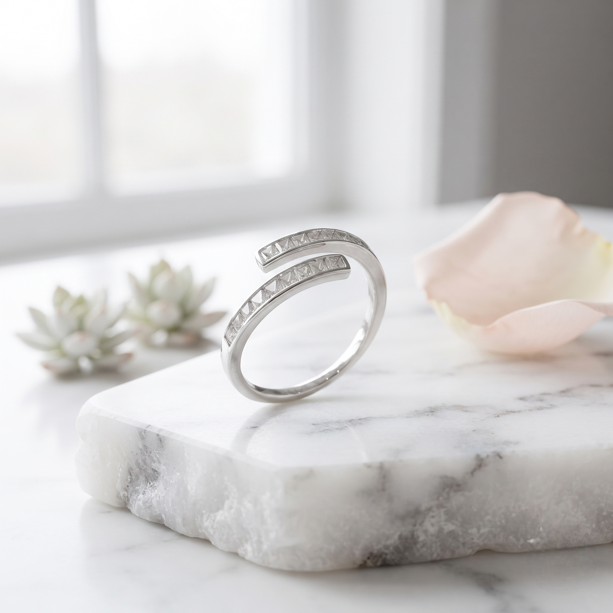 Princess CZ Open Ring in 925 Sterling Silver for Women