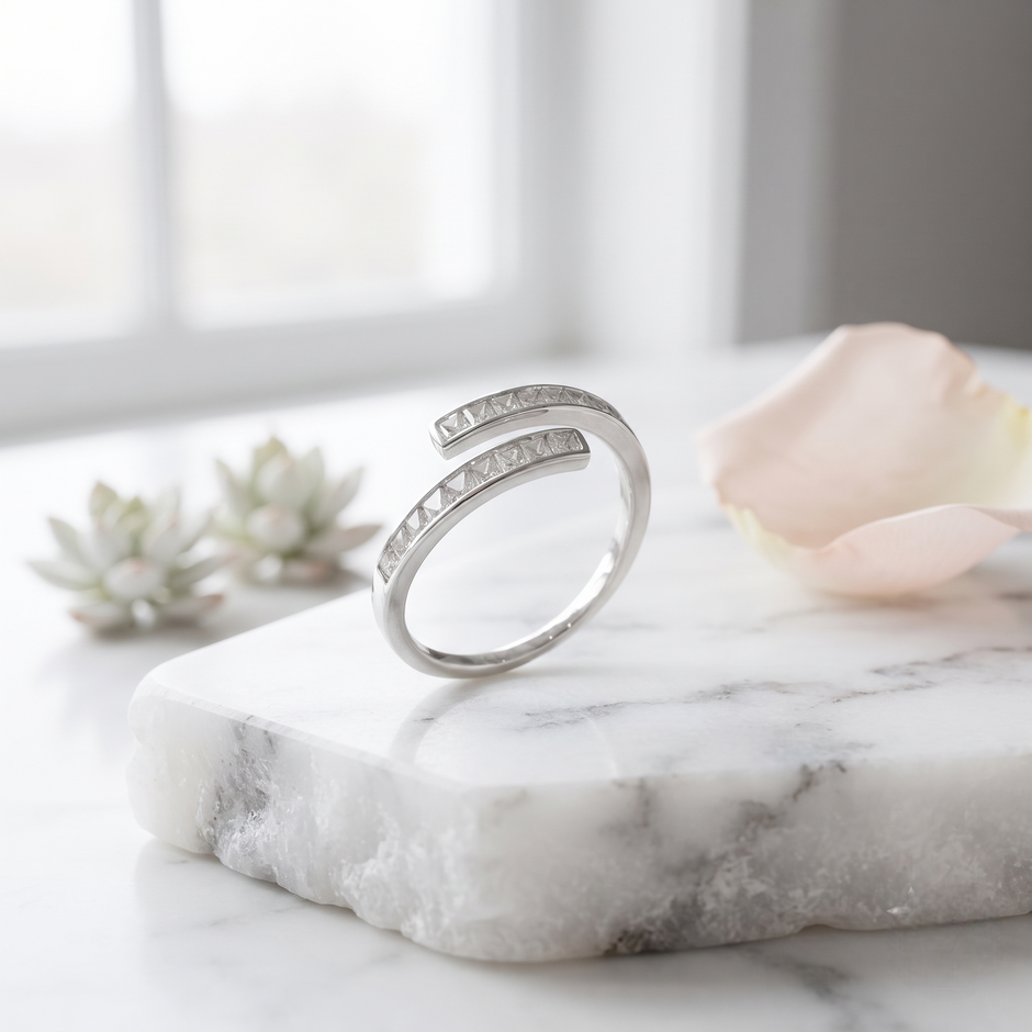 Princess CZ Open Ring in 925 Sterling Silver for Women