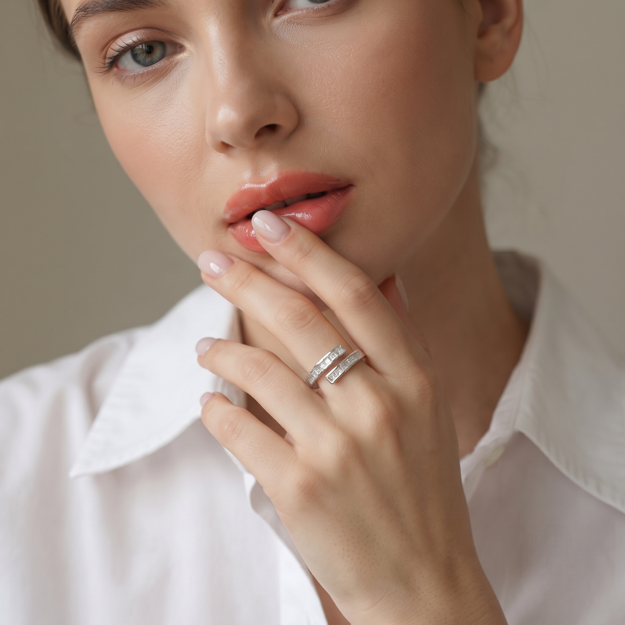 Princess CZ Open Ring in 925 Sterling Silver for Women