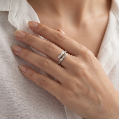 Princess CZ Open Ring in 925 Sterling Silver for Women