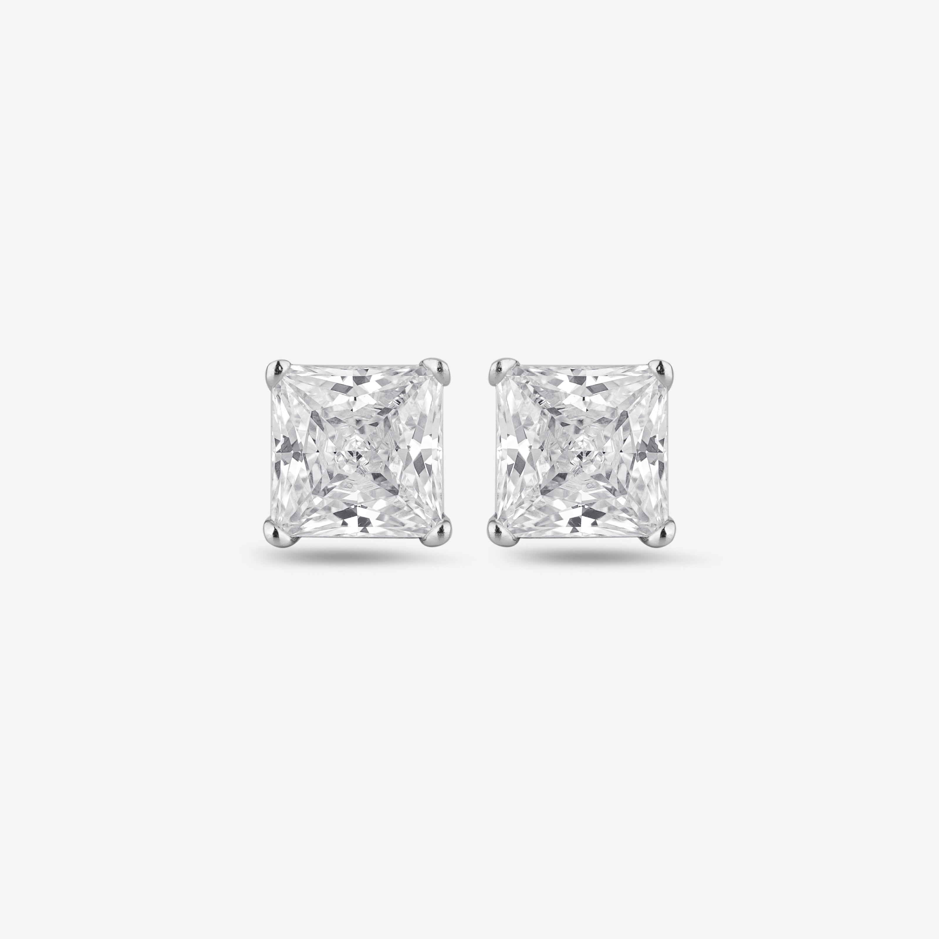Princess Cut Diamond Style 925 Sterling Silver Stud Earrings for Women
