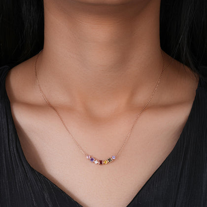Prism Harmony Multicolor Diamond 925 Rose Gold Pendant Necklace for Women