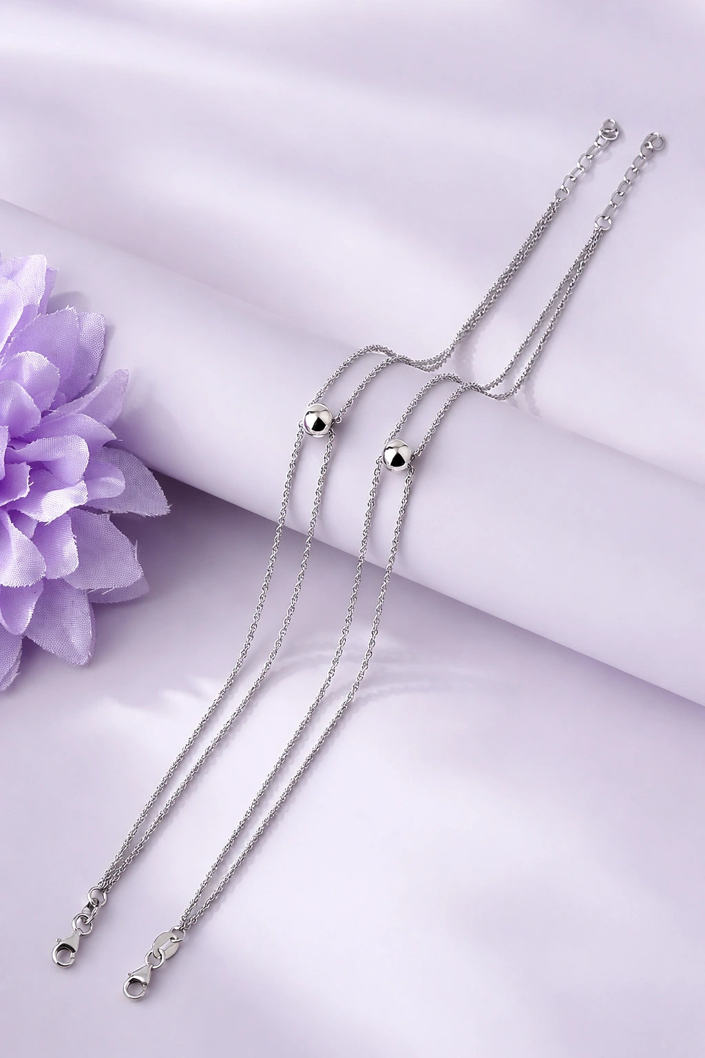PureLine Diamond Cut 925 Sterling Silver Anklet for Women