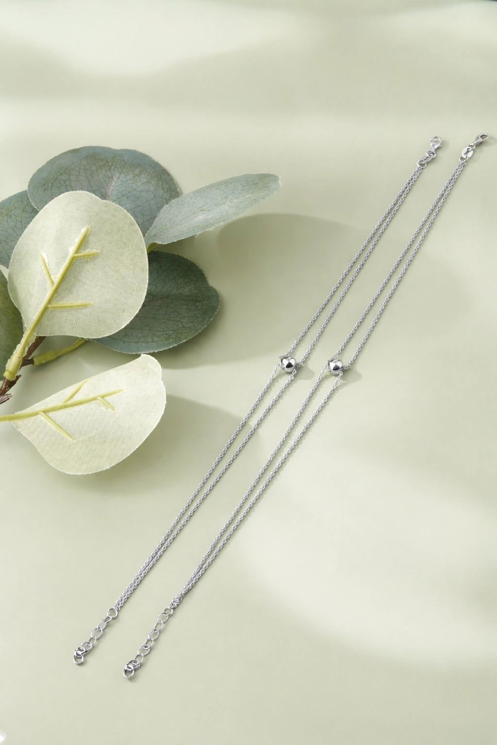 PureLine Diamond Cut 925 Sterling Silver Anklet for Women
