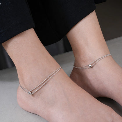 PureLine Diamond Cut 925 Sterling Silver Anklet for Women