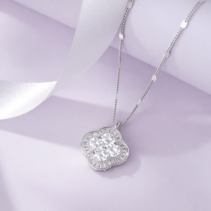 Pure Radiance White Diamond 925 Silver Pendant Necklace