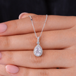 pure drop white diamond 925 silver pendant chain