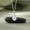 pure drop white diamond 925 silver pendant chain