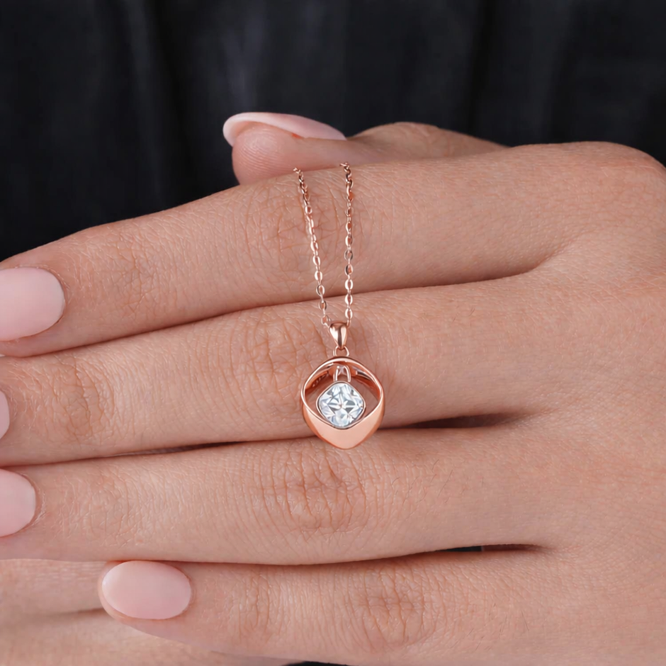 pure glow diamond CZ 925 silver pendant chain