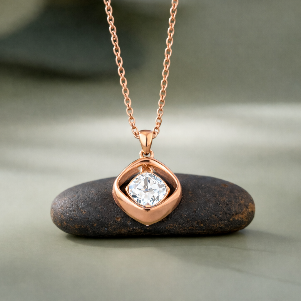 pure glow diamond CZ 925 silver pendant chain