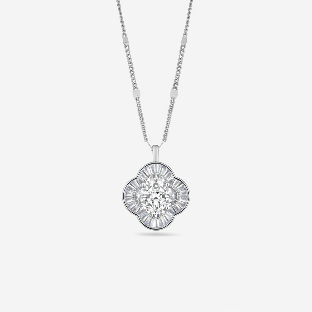 Pure Radiance White Diamond 925 Silver Pendant Necklace