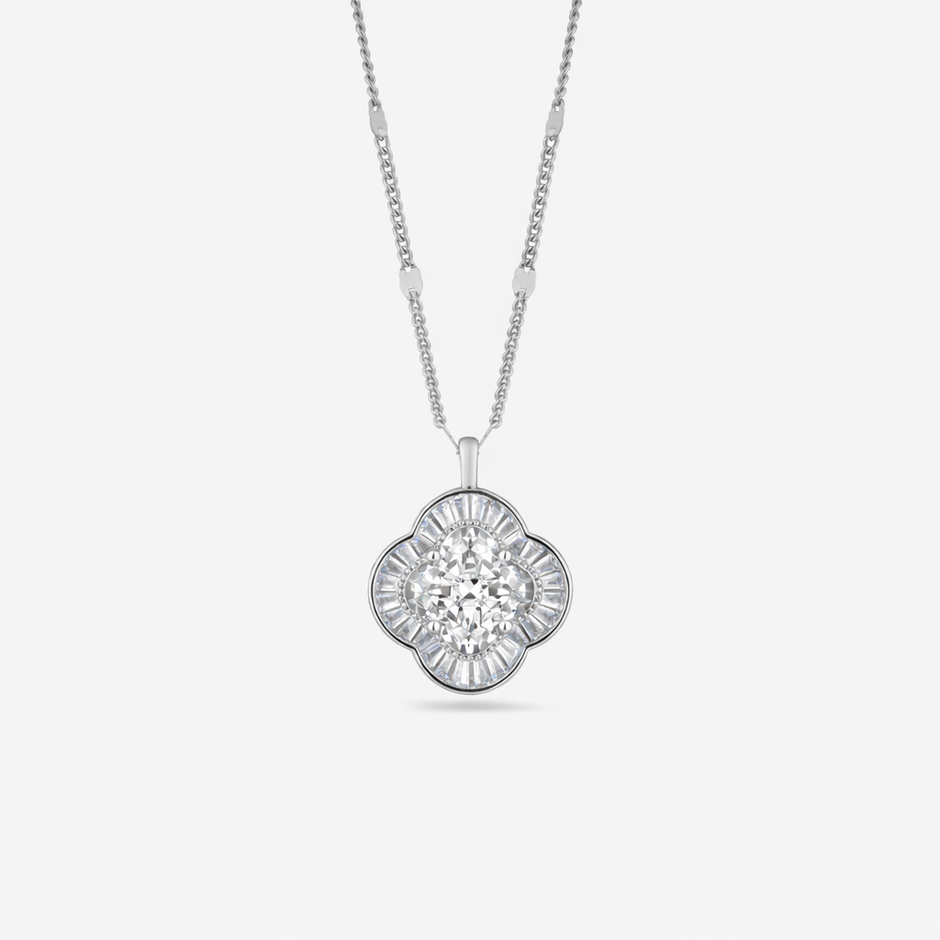 Pure Radiance White Diamond 925 Silver Pendant Necklace