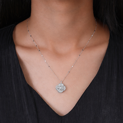 Pure Radiance White Diamond in 925 Sterling Silver Pendant Chain for Women