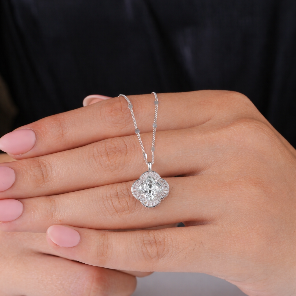 Pure Radiance White Diamond 925 Silver Pendant Necklace