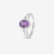 Purple Oval Design Silver Ring