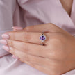 Purple Oval Design Silver Ring