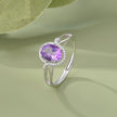 Purple Oval Design Silver Ring