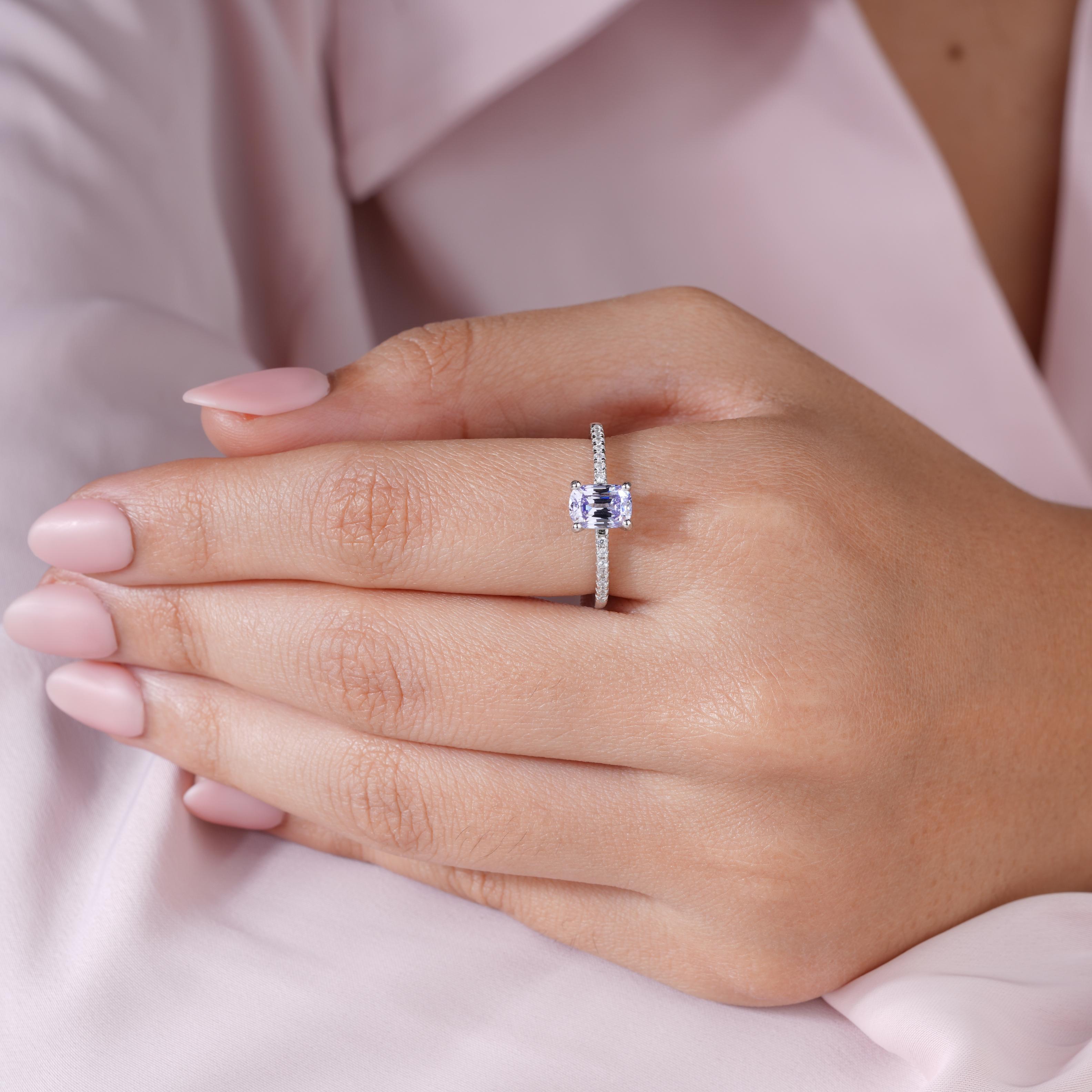 Light Purple Stone Cushion-Cut Ring