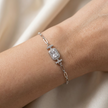 Radiant Emerald-Cut Halo 925 Sterling Silver Bracelet for Women