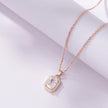 Radiant Diamond Halo 925 Sterling Silver Rose Gold Pendant Chain for Women