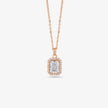 Radiant Diamond Halo 925 Sterling Silver Rose Gold Pendant Chain for Women