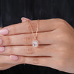 Radiant Diamond Halo 925 Sterling Silver Rose Gold Pendant Chain for Women