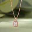 Radiant Diamond Halo 925 Sterling Silver Rose Gold Pendant Chain for Women