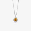 Yellow Gemstone Flower Pendant Necklace in 925 Sterling Silver