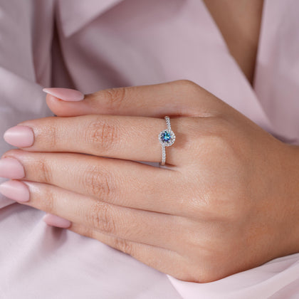 Rainbow Diamond Silver Ring