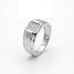 Rectangular CZ Cluster 925 Sterling Silver Men's Classic Statement Ring