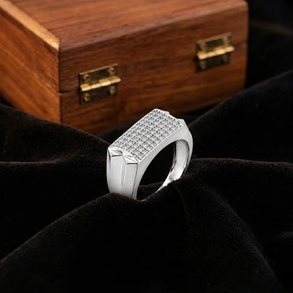 925 sterling silver men’s rectangular CZ statement ring