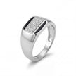 Rectangular CZ & Black Enamel 925 Sterling Silver Men's Modern Ring
