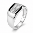 925 sterling silver men’s rectangular CZ black enamel ring