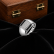 925 sterling silver men’s rectangular CZ black enamel ring