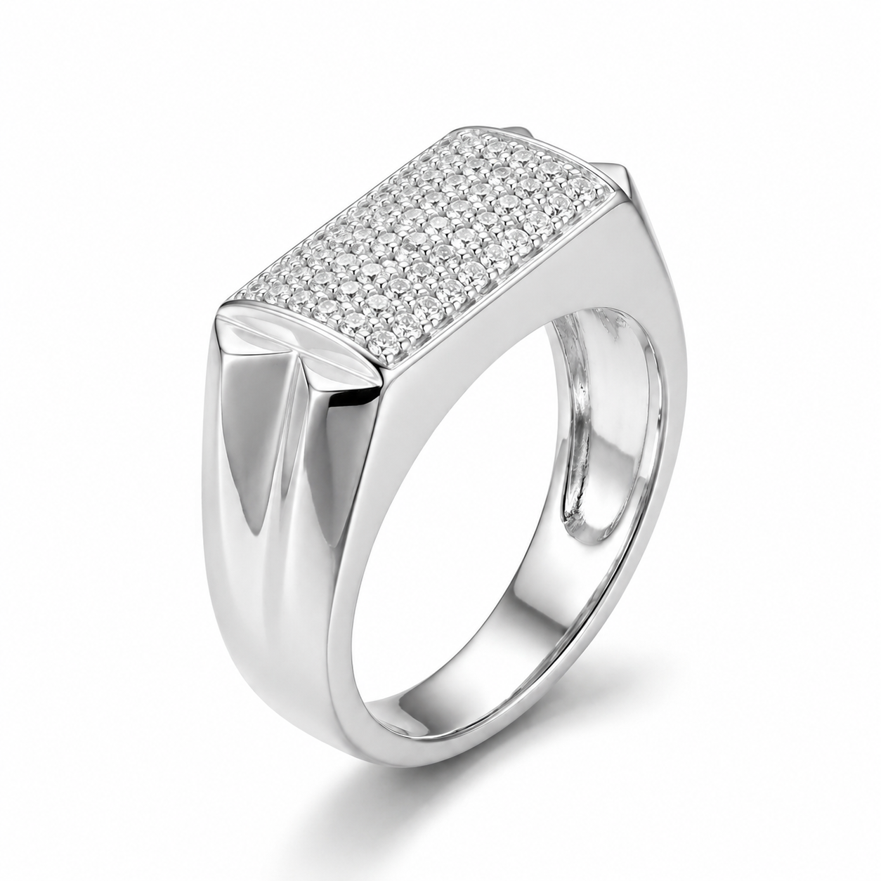 925 sterling silver men’s rectangular CZ statement ring