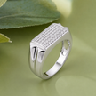 925 sterling silver men’s rectangular CZ statement ring