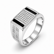 Premium 925 Silver Rectangular CZ Diamond Ring for Men