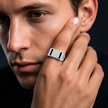 Premium 925 Silver Rectangular CZ Diamond Ring for Men