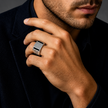 Premium 925 Silver Rectangular CZ Diamond Ring for Men