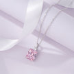 Rectangular Pink Diamond 925 Silver Pendant Necklace