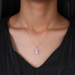 Rectangular Pink Diamond 925 Silver Pendant Necklace