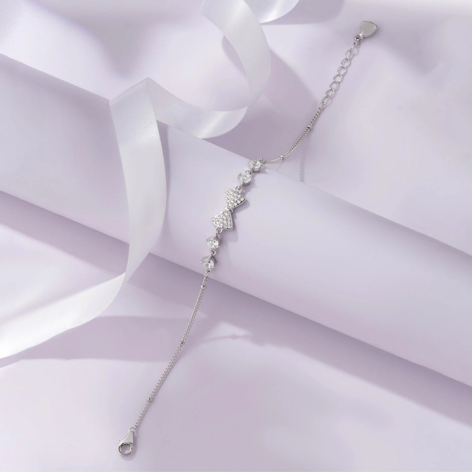 Ribbon Design Bow Grace Diamond Adjustable Bracelet for Women